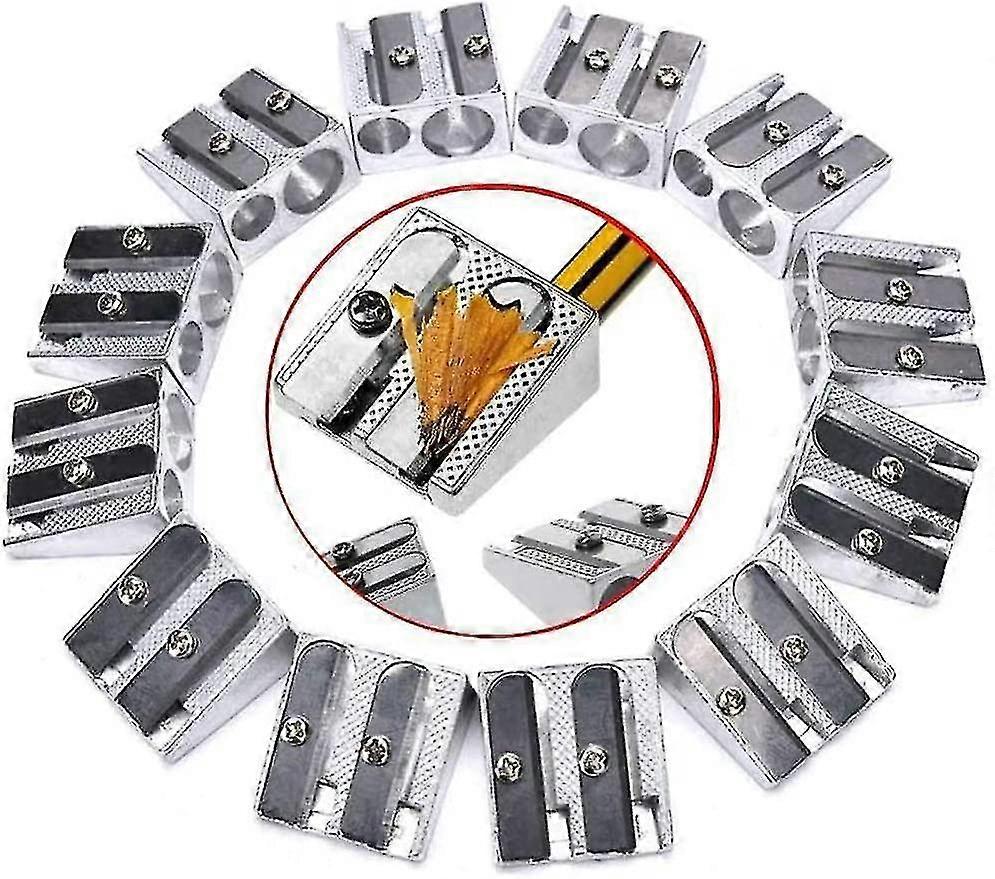 10pcs Mini Metal Pencil Sharpener Dual Hole Handheld Sharpener Manual Pocket Pencil Sharpener