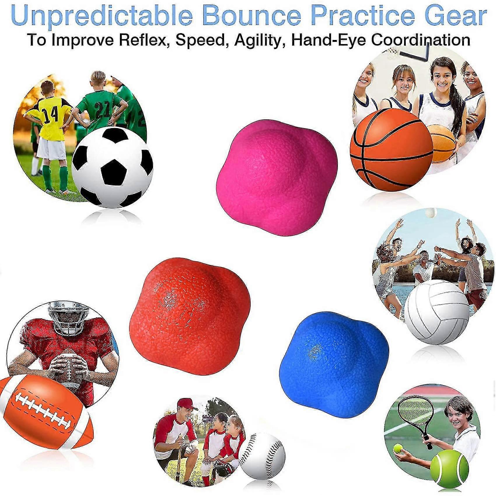 5PCS Reaction Balls Boules de rebond de réaction en caoutchouc pour la coordination main-œil d’entraînement réflexe d’agilité
