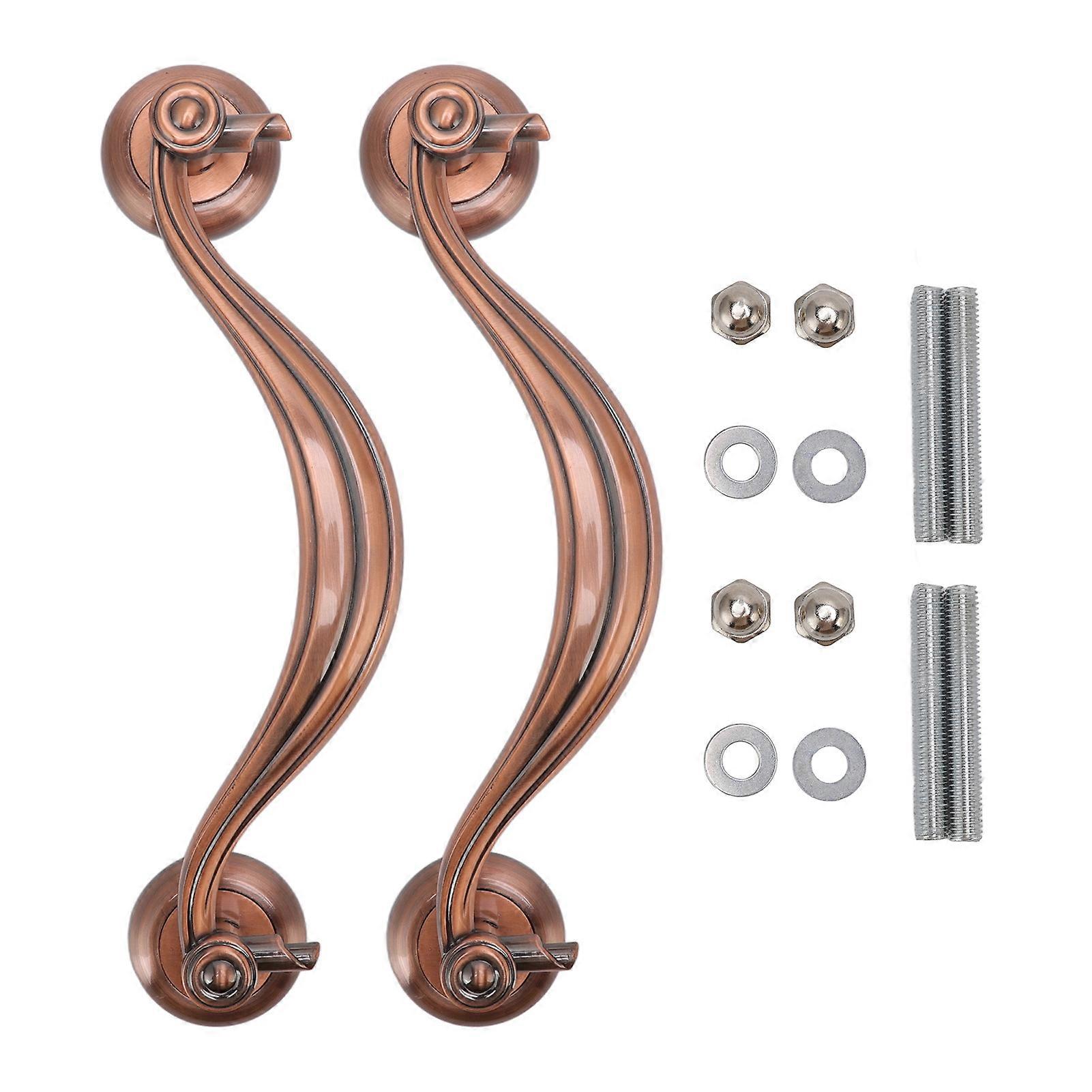 مقبض سحب الباب العتيقة على الطراز الأوروبي مقبض باب دفع كبير من سبائك الزنك الرجعية لدرج خزانة الخزانة 9815 أحمر برونزي عتيق 305 مم