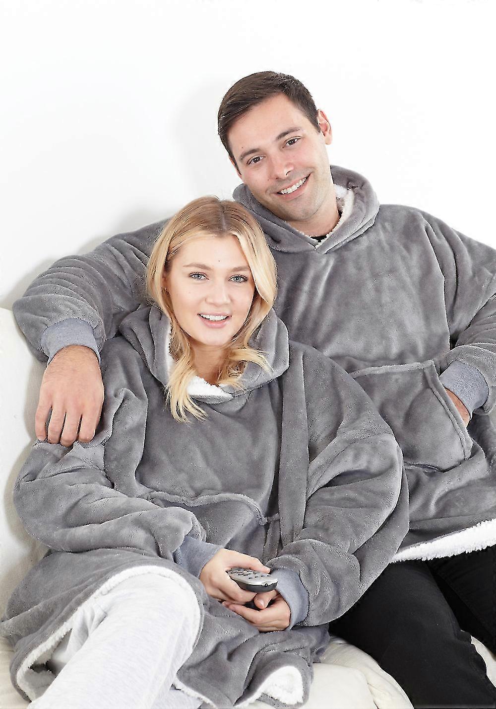 Sherpa Lined Blanket Hoodie Grey