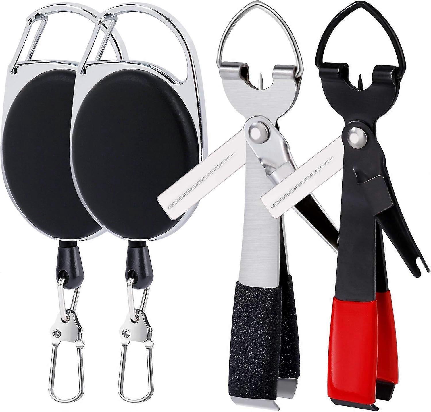 Fly Fishing Knot Tools with Retractor Combo, 4 in 1 Fishing Tool Quick Knot Tying Multifunctional Line Clipper Nipper Tackle(2pcs)