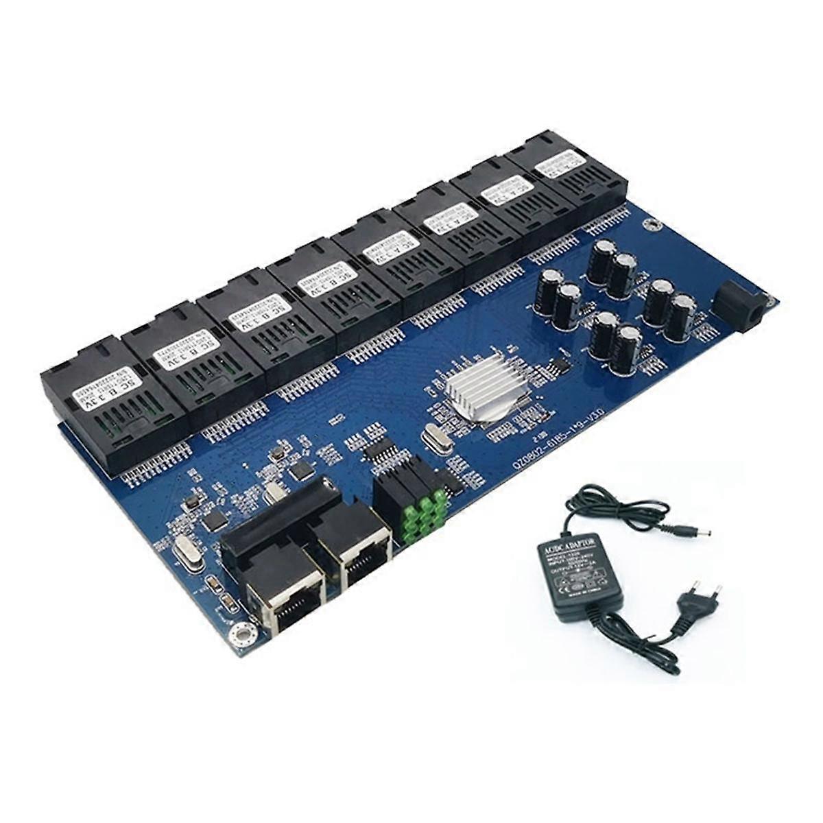 Gigabit Fiber Optical Switch 8 SC 2 1000M RJ45 Gigabit Ethernet Switch Media Converter 5V3A A EU PLUG