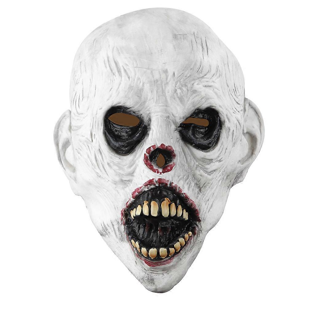 Spooky White Ghost Mask Latex Full Face Mask Costume Play Face Cover for Halloween