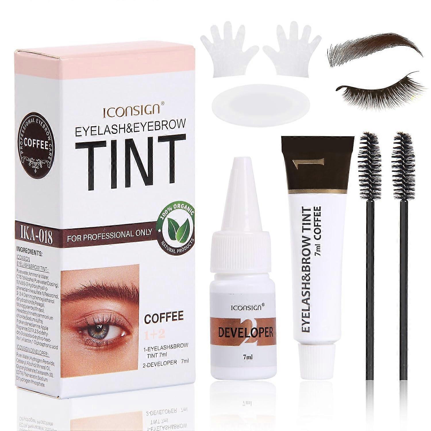 2 in 1 Purely Natural Eyebrow Color, Instant Bushy Eyelash & Eyebrow Kit, Brow Makeup Kit Lasting for 4-6 Weeks, DIY Hair Coloring for Salon Home Use