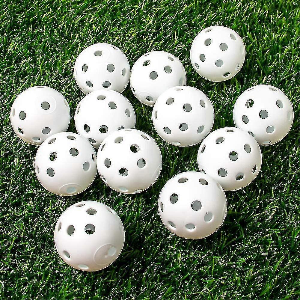 Practice Golf Balls Flight Golf Balls Hollow Plastic Golf Training Balls Airflow Golf Balls For Swing Practice Driving Range Home Use Indoor 12 Pack