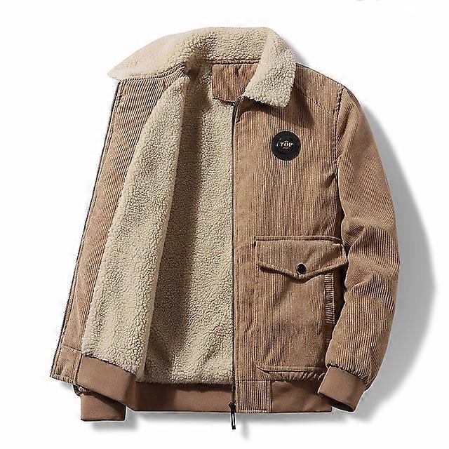פלוס 8XL סתיו חורף גברים פליז חם מעילים עבים חמים מעילים גברים אופנה צווארון פרווה קורדרוי מעיל ז'קט מזדמן צבאי זכר