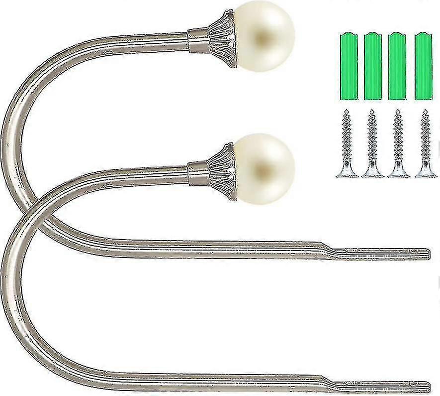 2pcs Curtain Hooks With False Pearl Decoration U Shape