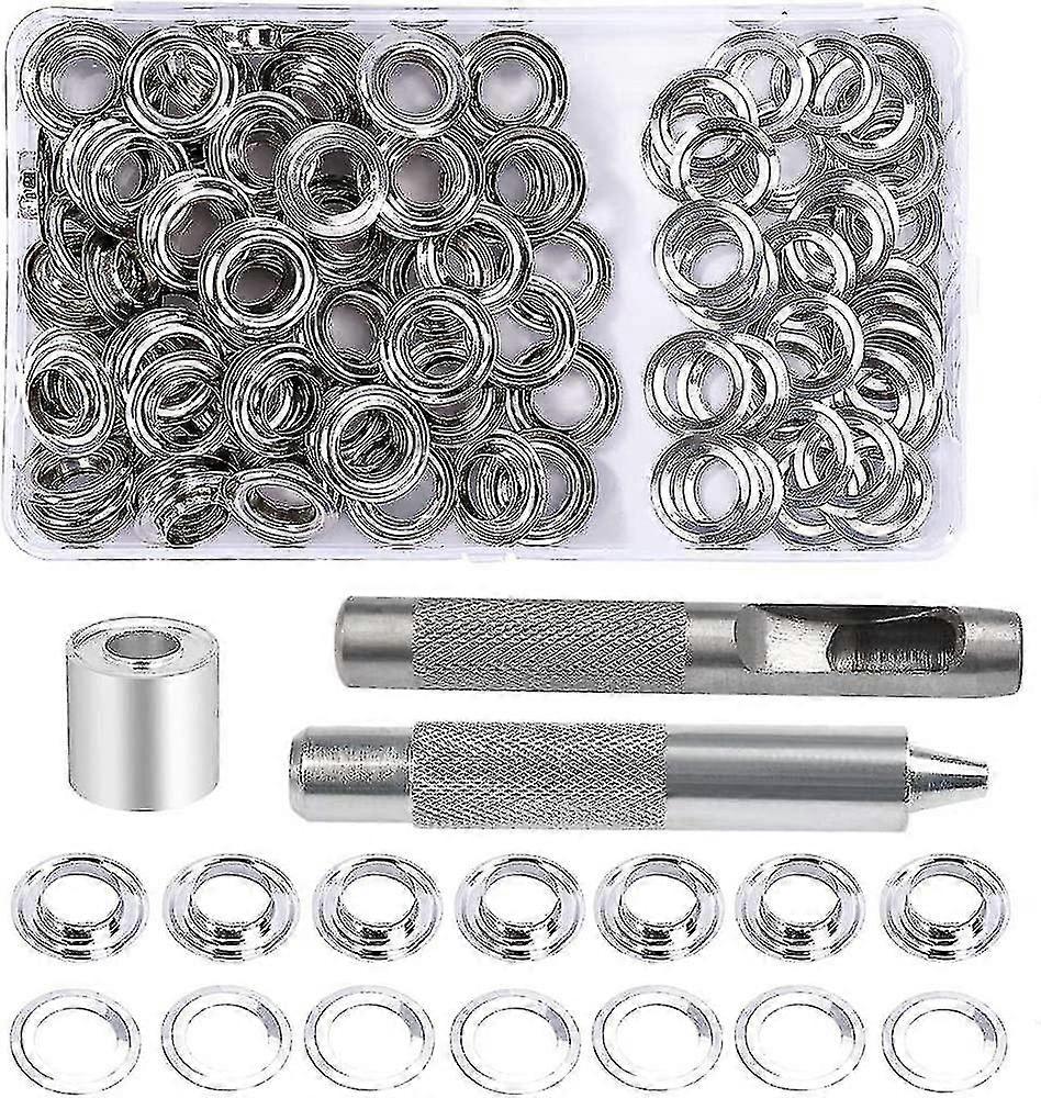 Grommet Eyelets Kit, 100 Sets Eyelets 10mm Eyelets, Tarpaulin Repair Kit, With 3pcs Grommet Grommet