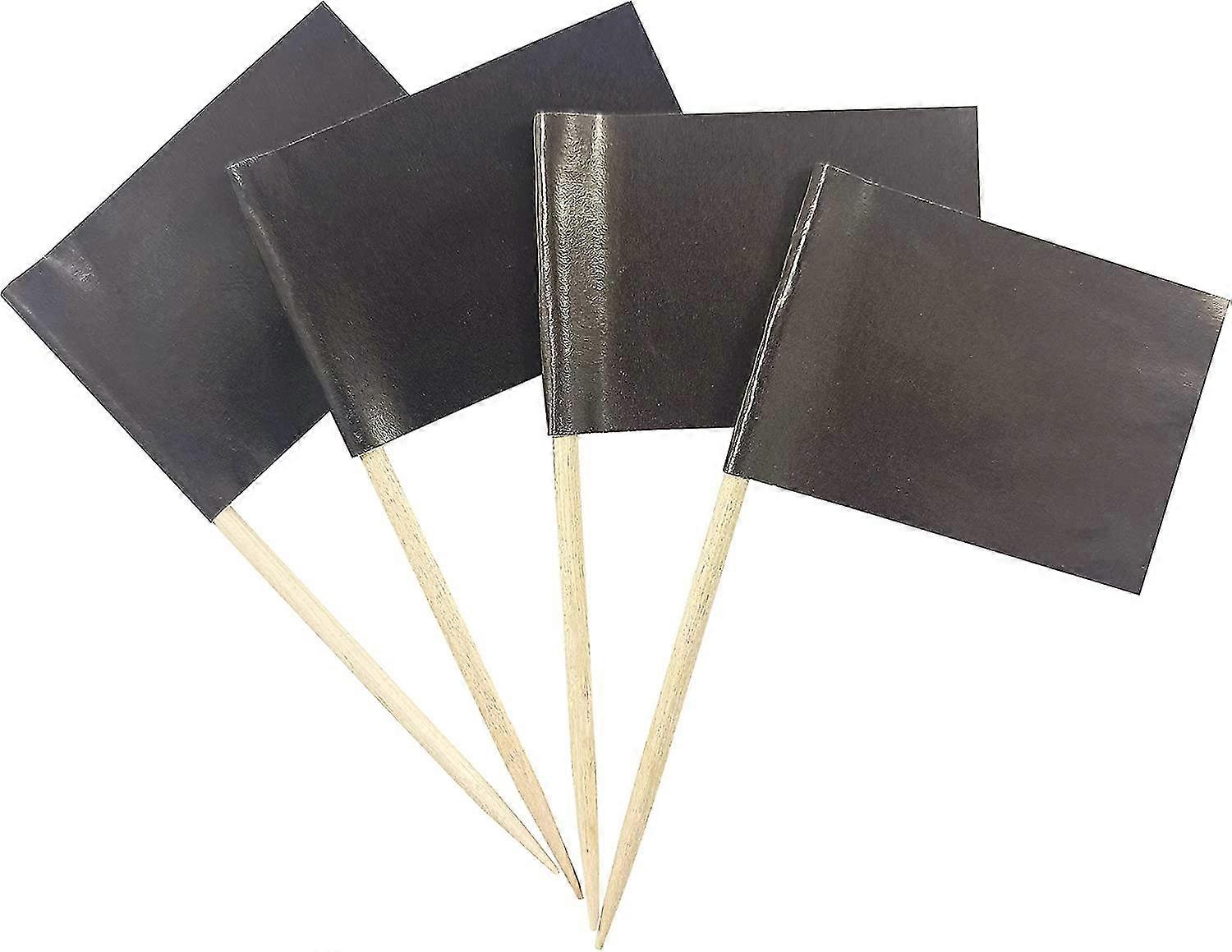 100 Pcs Black Flag Toothpicks Pure Black Flags Cupcake Toppers Decorations, Mini Small Color Flag Cupcake Pick Sticks Cocktail Toothpick Flag Cake Top