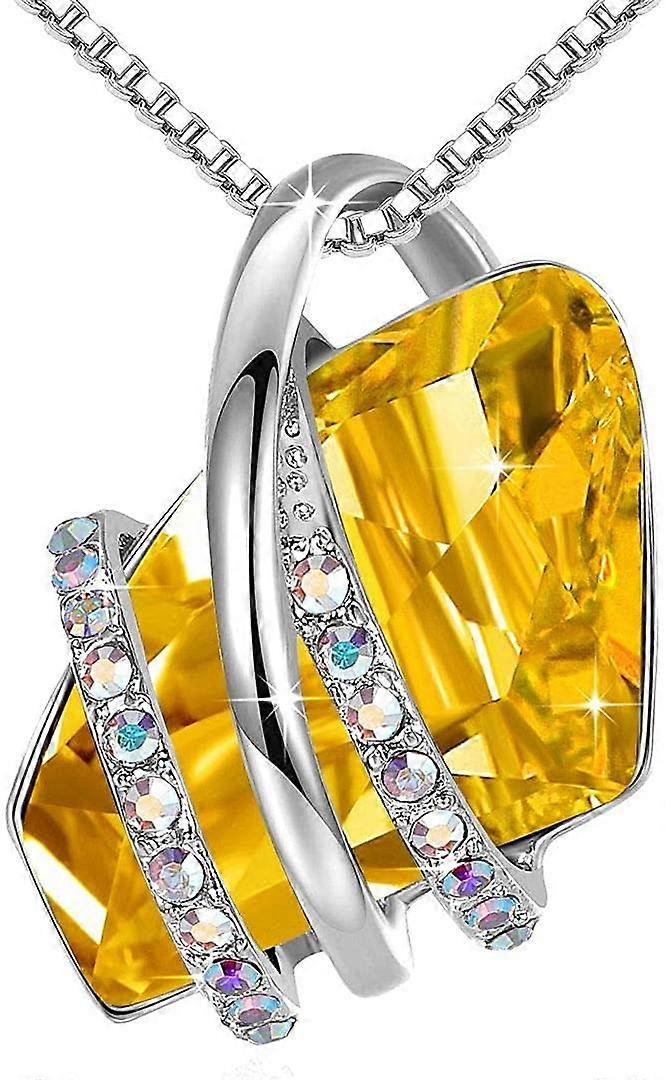 Wish Stone Pendant Necklace with Birthstone Crystal, 18K Rose Gold Plated/ Silvertone, 18" + 2"