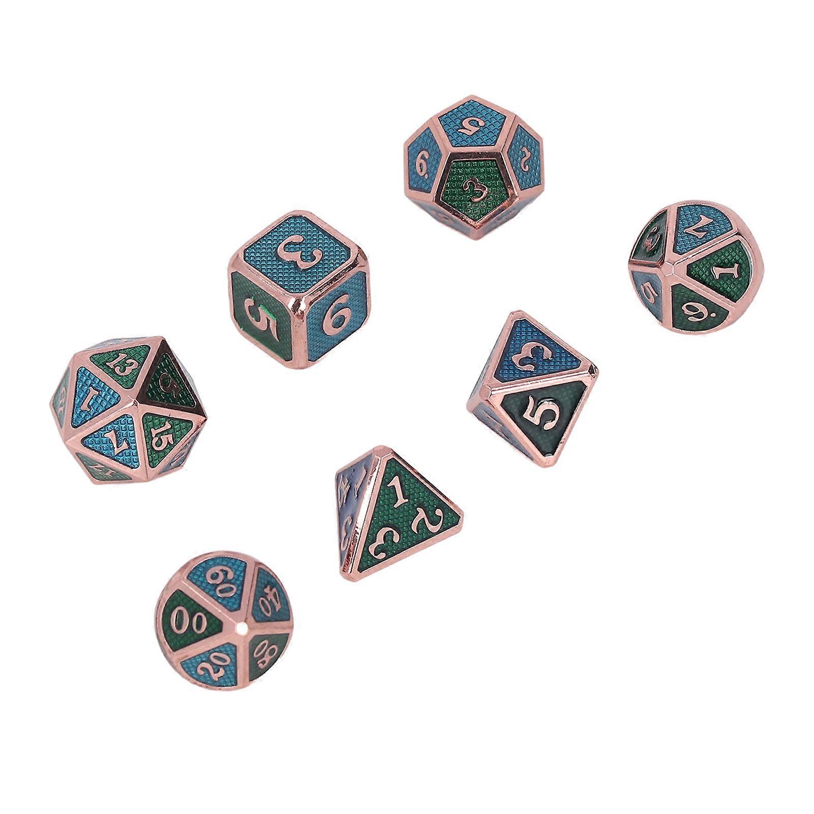 7Pcs Dice Multi Sided Metal Home Decoration Ornament Game Accessory Set Kit for Party