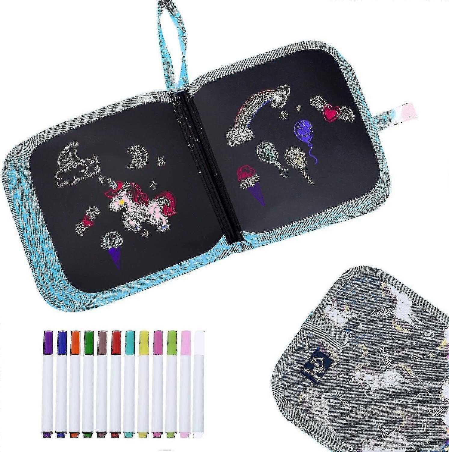 Erasable Sketchpad, Reusable Graffiti Pad With 12 Color Erasable Pens, Double Sided Drawing Pad, Portable Drawing Book Sketchpad For Toddlers