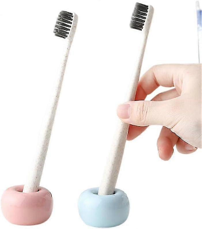 Ceramic Toothbrush Holder - Multifunctional Mini Donut Base Bracket for 1 Toothbrush