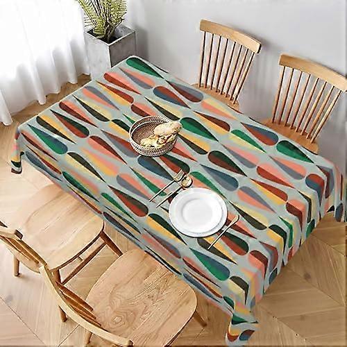 Mid Century Retro Drop Rectangle Tablecloth Waterproof Table Cloth Washable Table Cover for Decoration Kitchen Dining Room 60x90 Inch