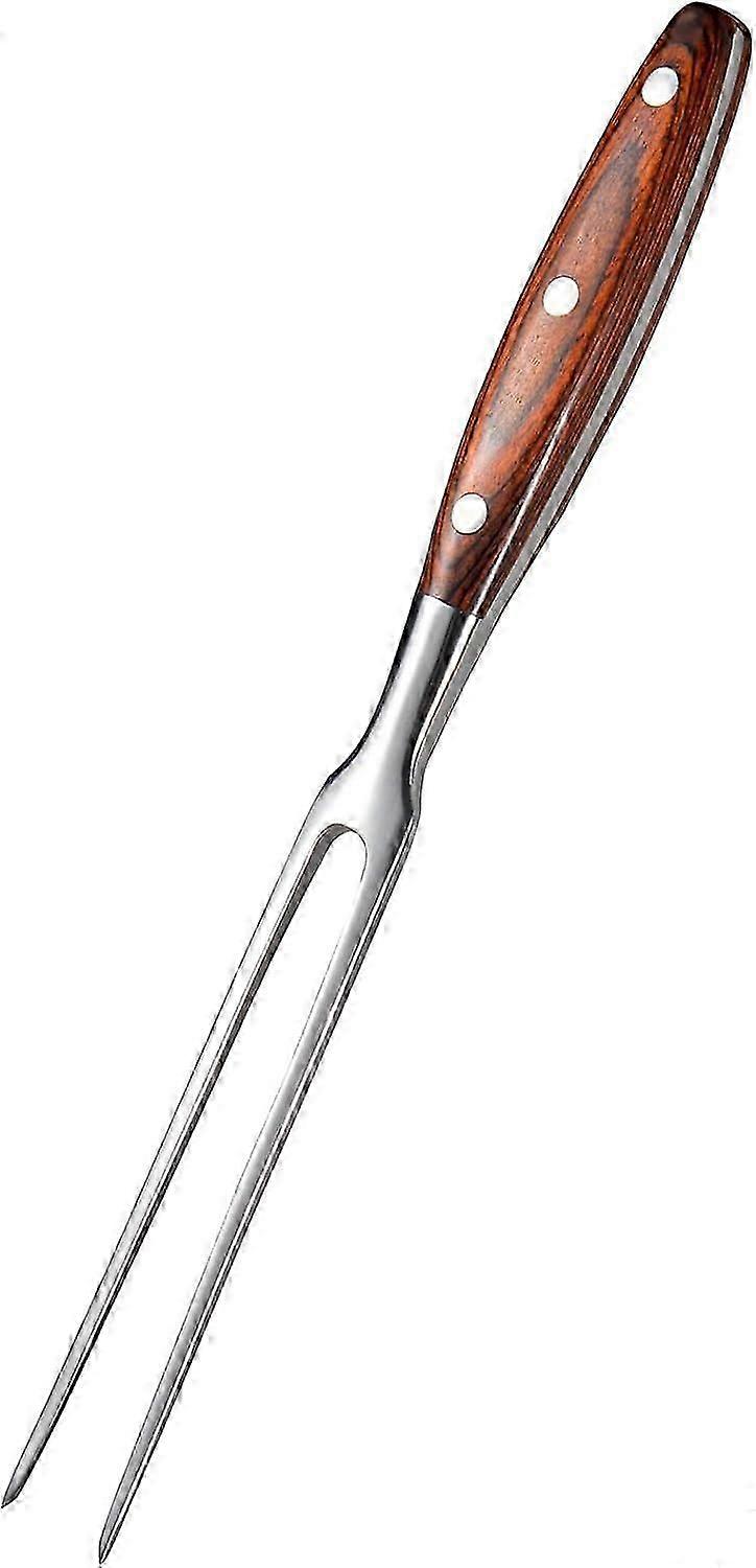 IMEEA 11.5 Inch Meat Fork Stainless Steel Carving Fork with Wooden Handle Two Prong Fork Meat Cooking Fork Barbecue Fork for Chicken Turkey Beef