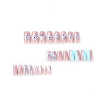 Glanzende Roze Bloemen Valse Nagels, Unieke Trendy Patronen, Nagels, Jelly Glue Model