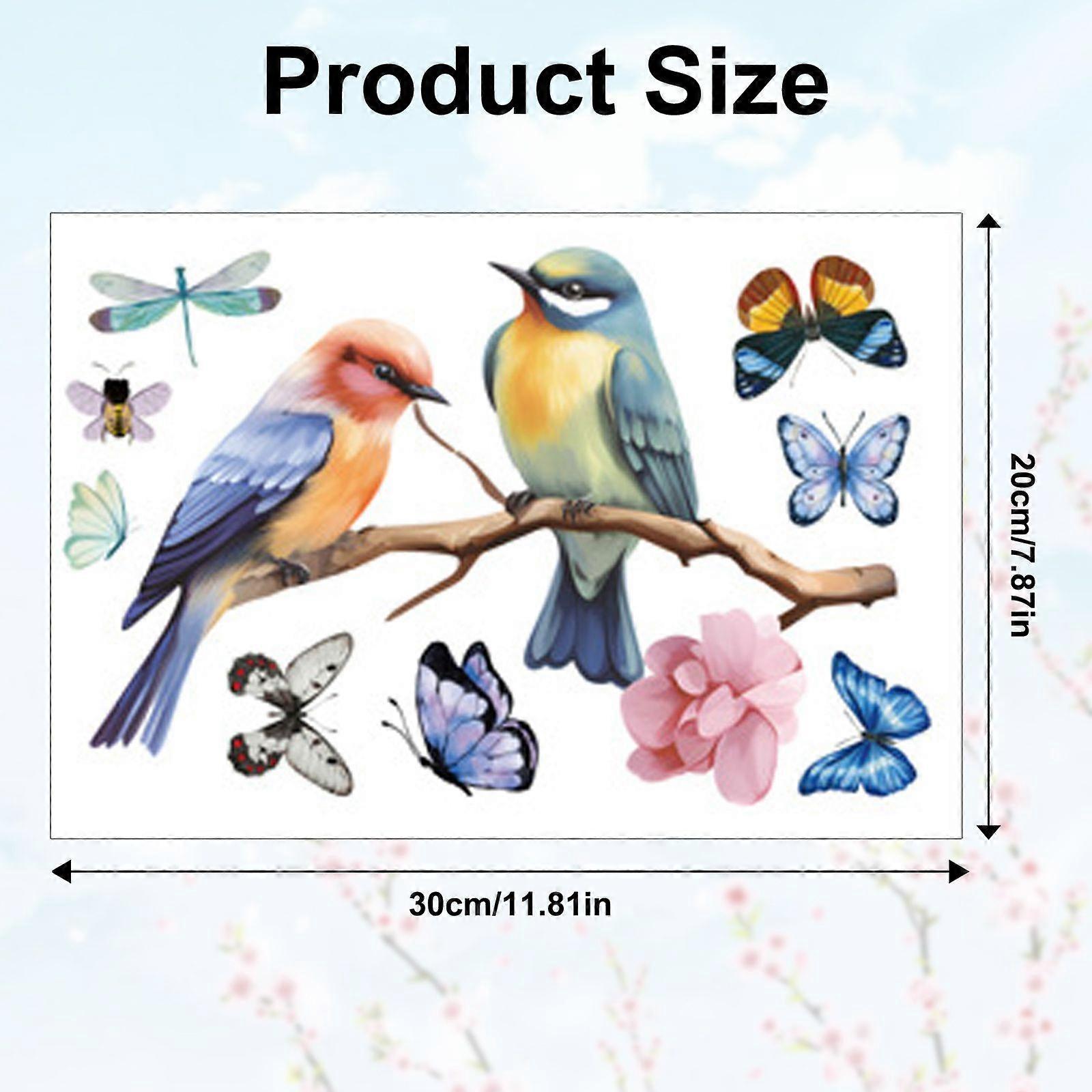 9pcs flower branches and bird window stickers