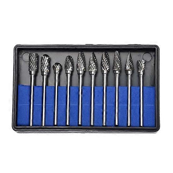 10Pcs/Set Tungsten Steel Burr Die Grinder Abrasive Drill Milling Carving Bit