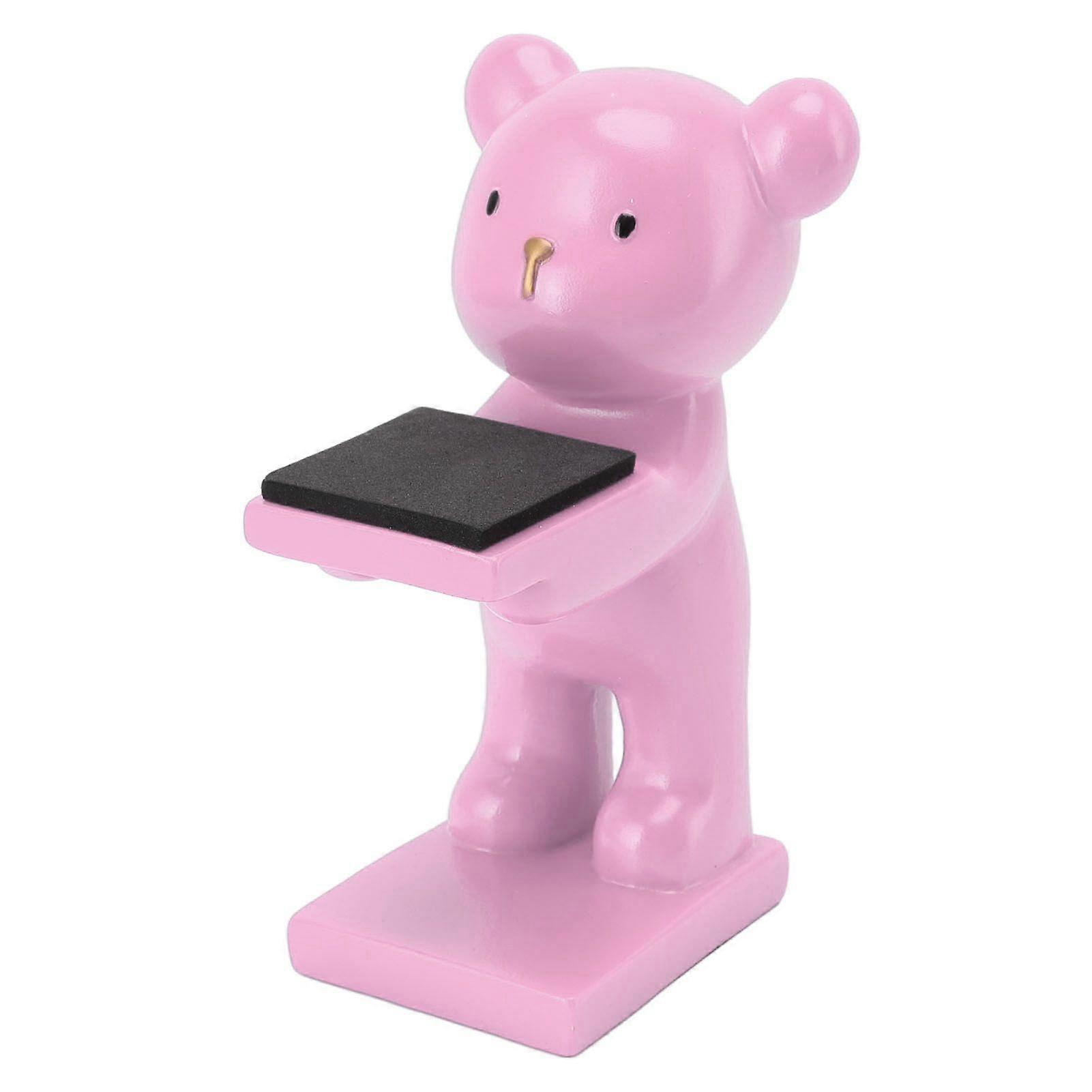 Bear Watch Stand Handcrafted Three Dimensional Modern Style Resin Watch Display Stand for Home Office Pink
