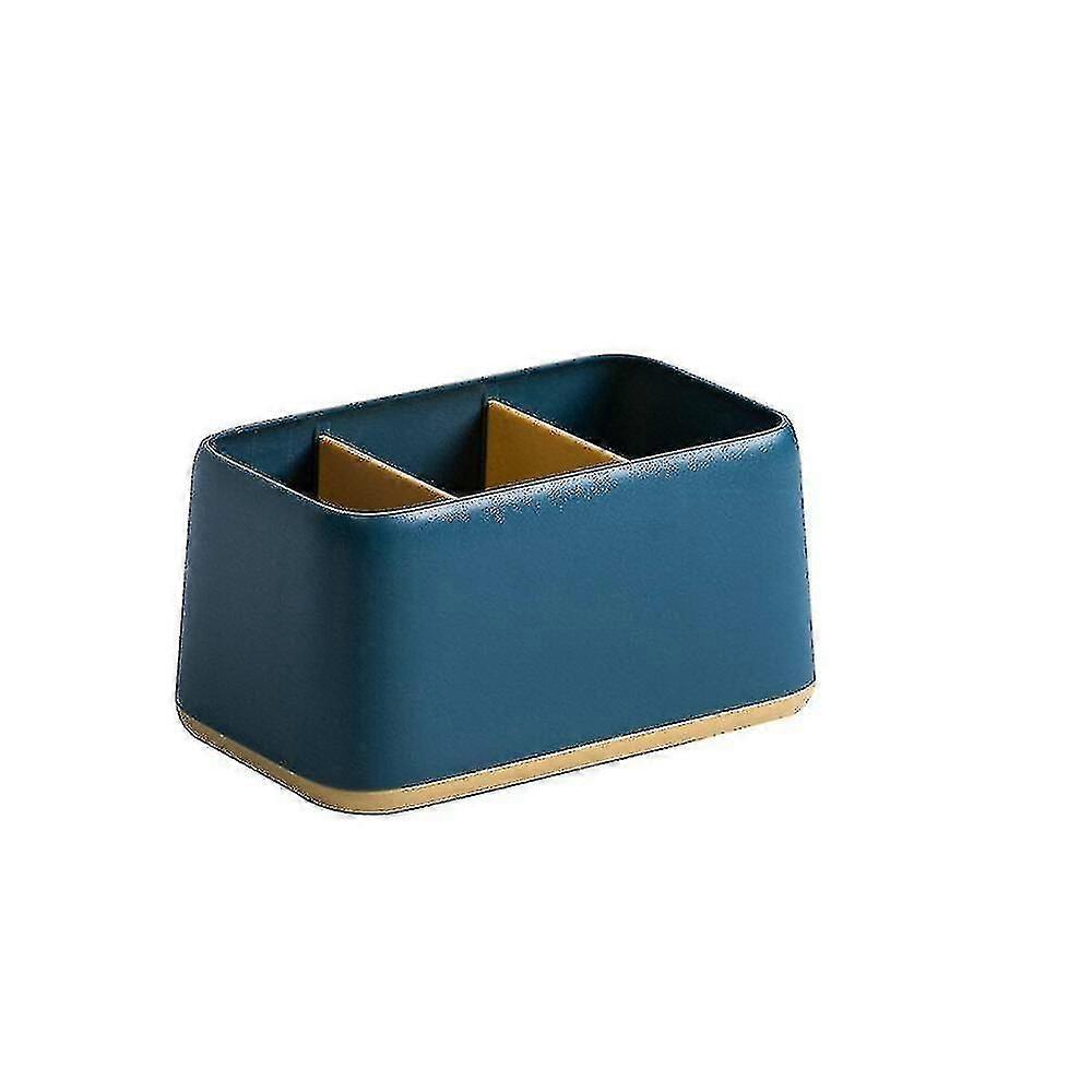 Multi-function Desk Stationery Organizer Abs Pen Pencil Holder Sundries Storage Box2pcsdark Blue