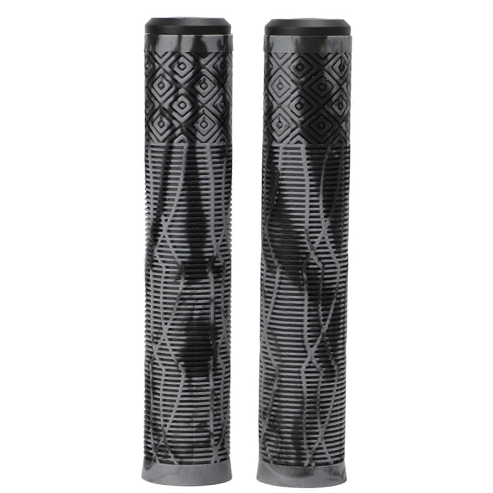 MTB Bicycle Grip 22.2mm TPE Rubber Handlebar Cover Soft Antislip Handle Grip with Lock Bar EndGray Black