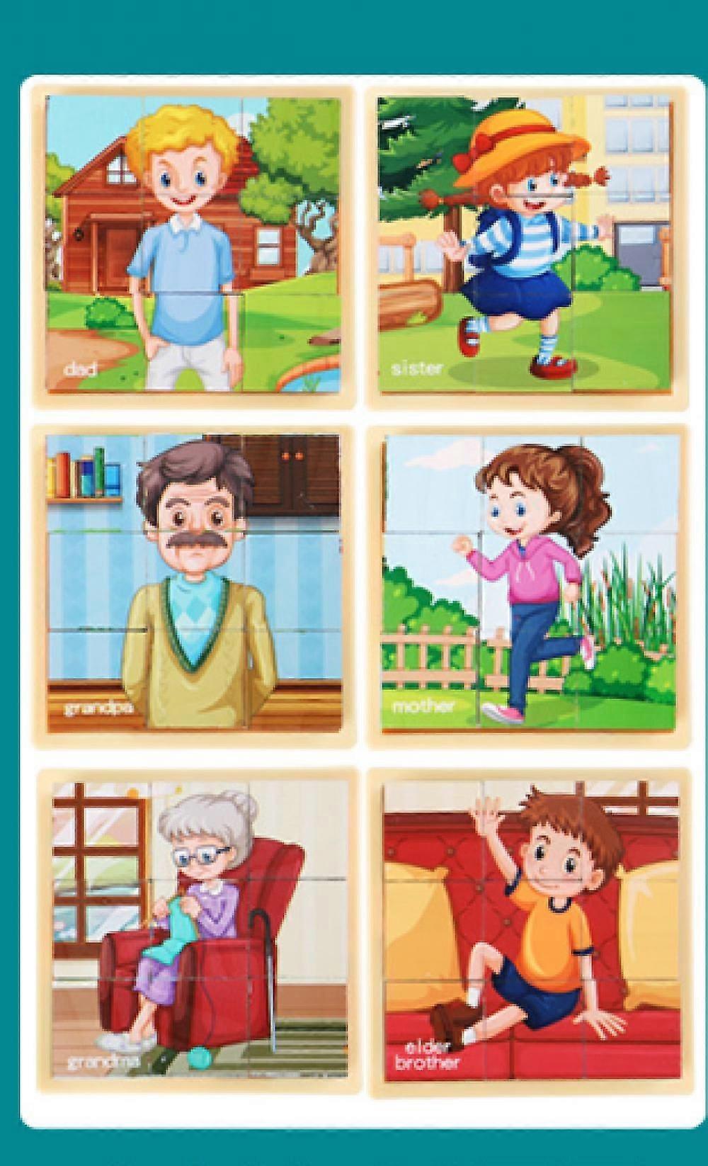 Children'S Puzzle Toys, Wooden 3D Cube Puzzle, 6 Types Of Puzzles, 9 Pieces Of Wooden Puzzle