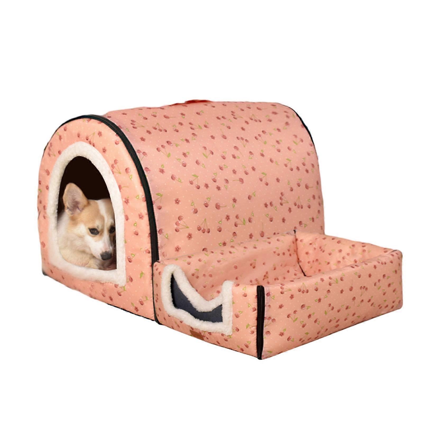 Foldable Cat Cave Bed Tent for Indoor Small to Large Cat Washable Double Side Soft Cushion Non-Slip Bottom S