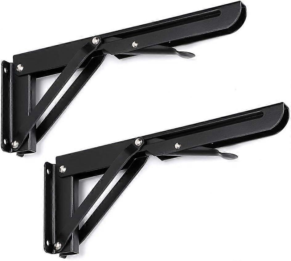 Set of 2 Wall Shelf Brackets, White, Metal, Triangular, Foldable, Maximum Load: Maximum load of approximately 60 kg (shelf and screws not included).