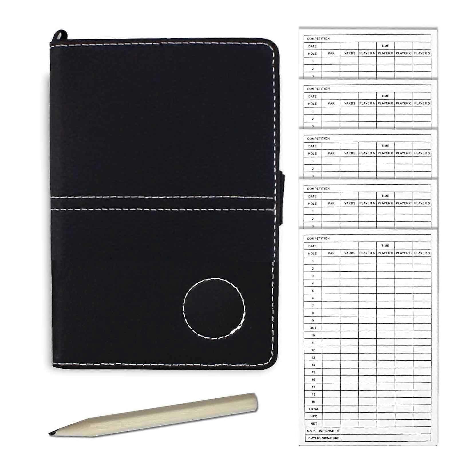 Golf-Scorekartenhalter aus Leder mit Scorekarten und Bleistift