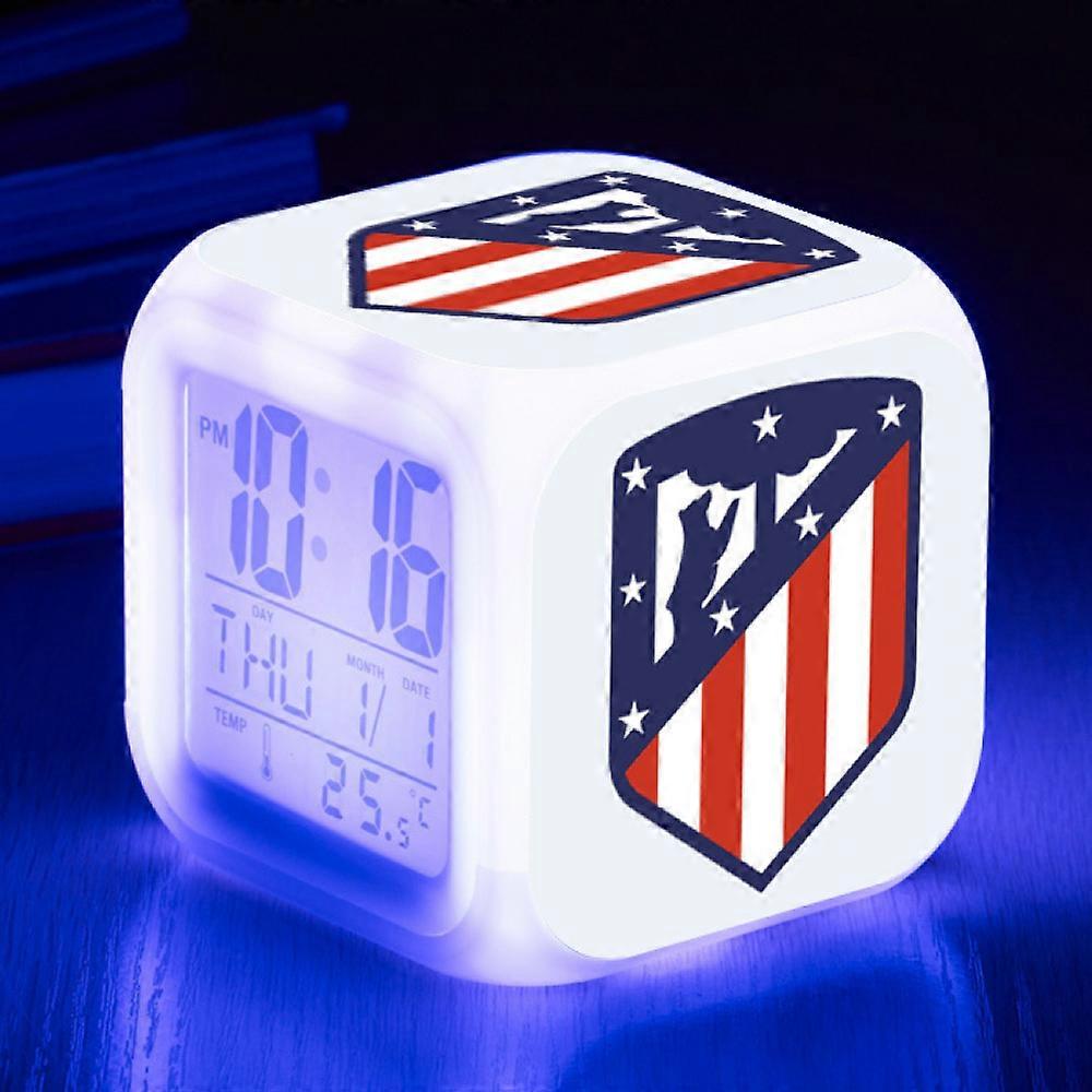 LED electronic alarm clock, colorful square alarm clock, 3-sided color pattern clock