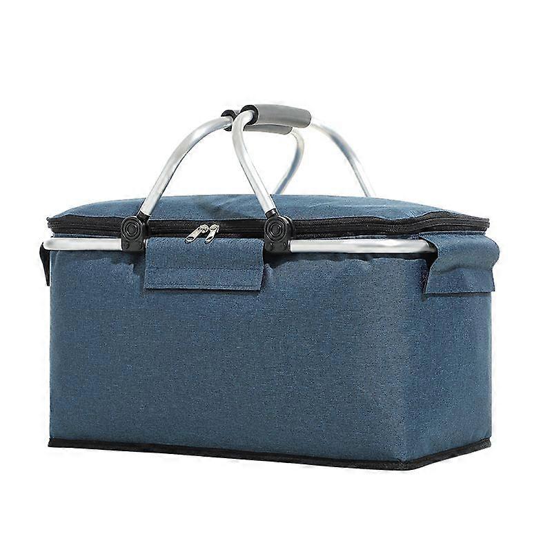 Insulated Cooler Bag Picnic Basket, Leakproof Collapsible Portable Cooler, Grocery Bag Picnic kit with Aluminium Handle for Travel, Shopping, Camping