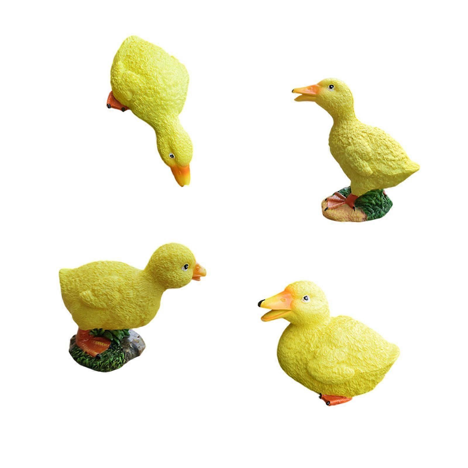 4x Duck Garden Statues Art Crafts Outdoor Statues for Landscape Pond Outdoor