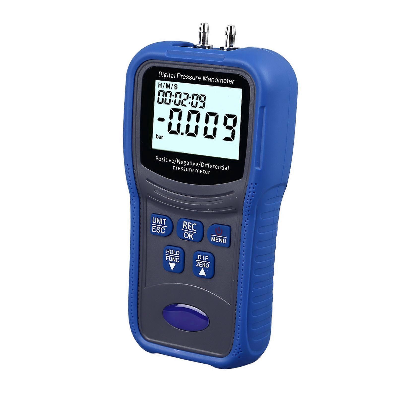 Digital Manometer High Accuracy 11 Units LCD Backlit Air Differential Pressure Gauge 