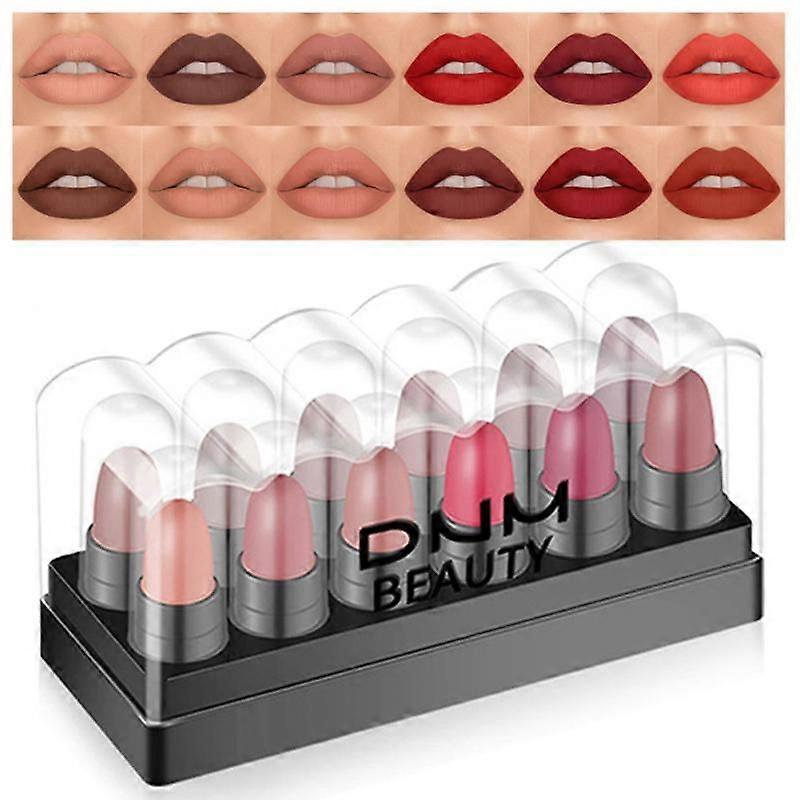 NEW 12Pcs Matte Lipstick Set Mini Waterproof Long Lasting Non-stick Cup