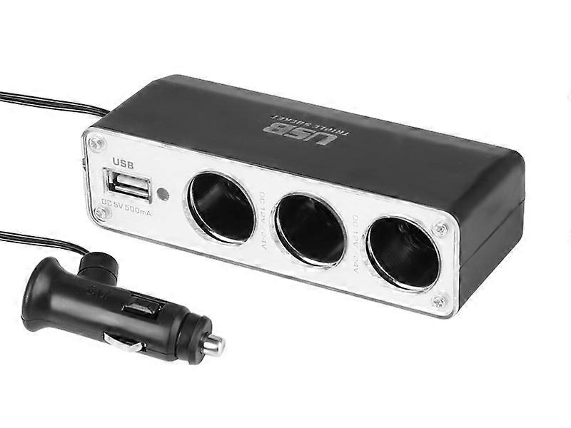Splitter Encendedor Triple 12/24V con USB 500 mA