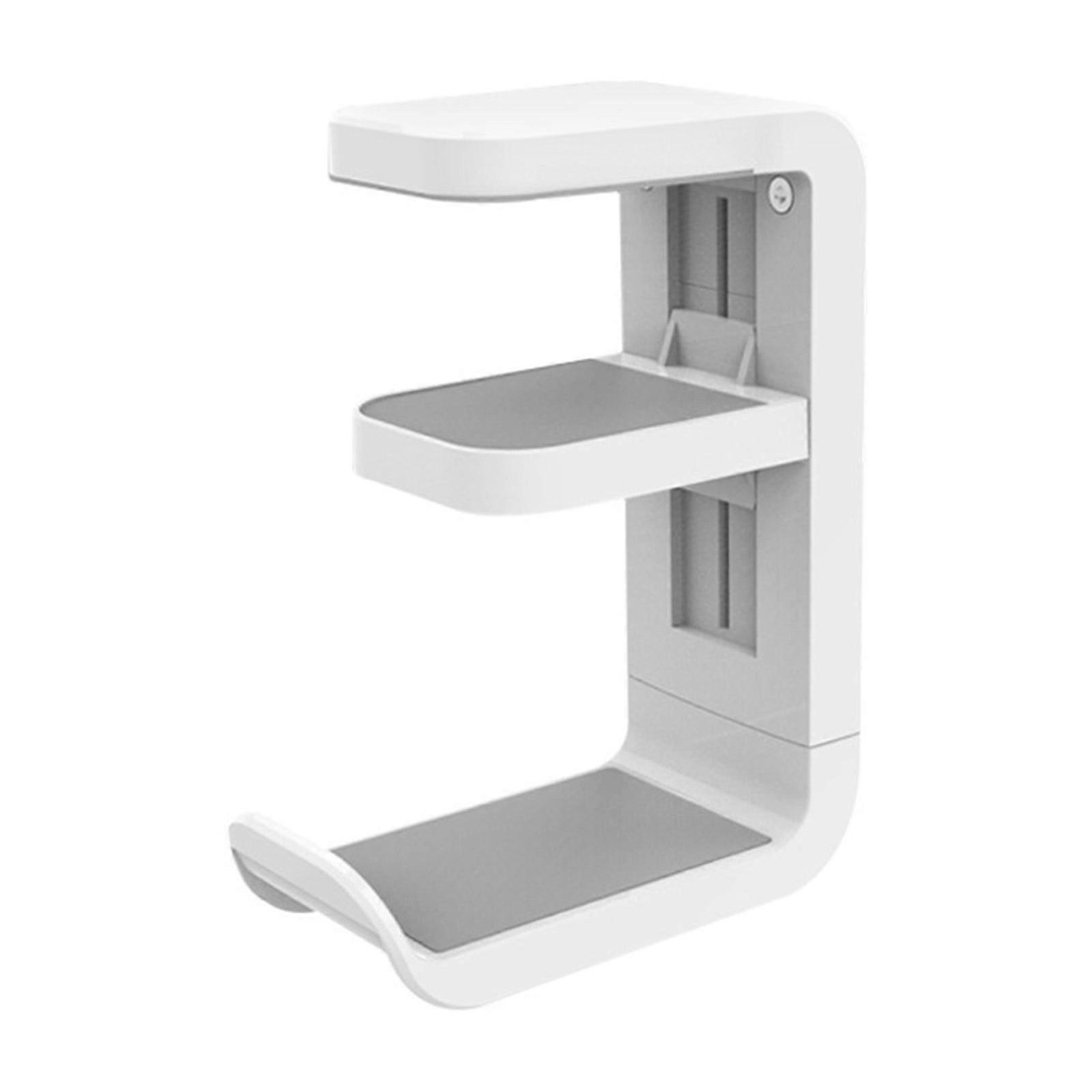 Adjustable Clamp on Headphone Stand Holder with 360Degree Swivels Hook for up to 45mm Thickness Panel Desk Hanger White