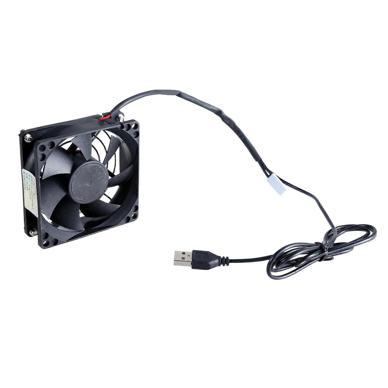 USB Powered Cooling Fan System with Adjustable Thermostat for AV Cabinets and Home Theater 80mm