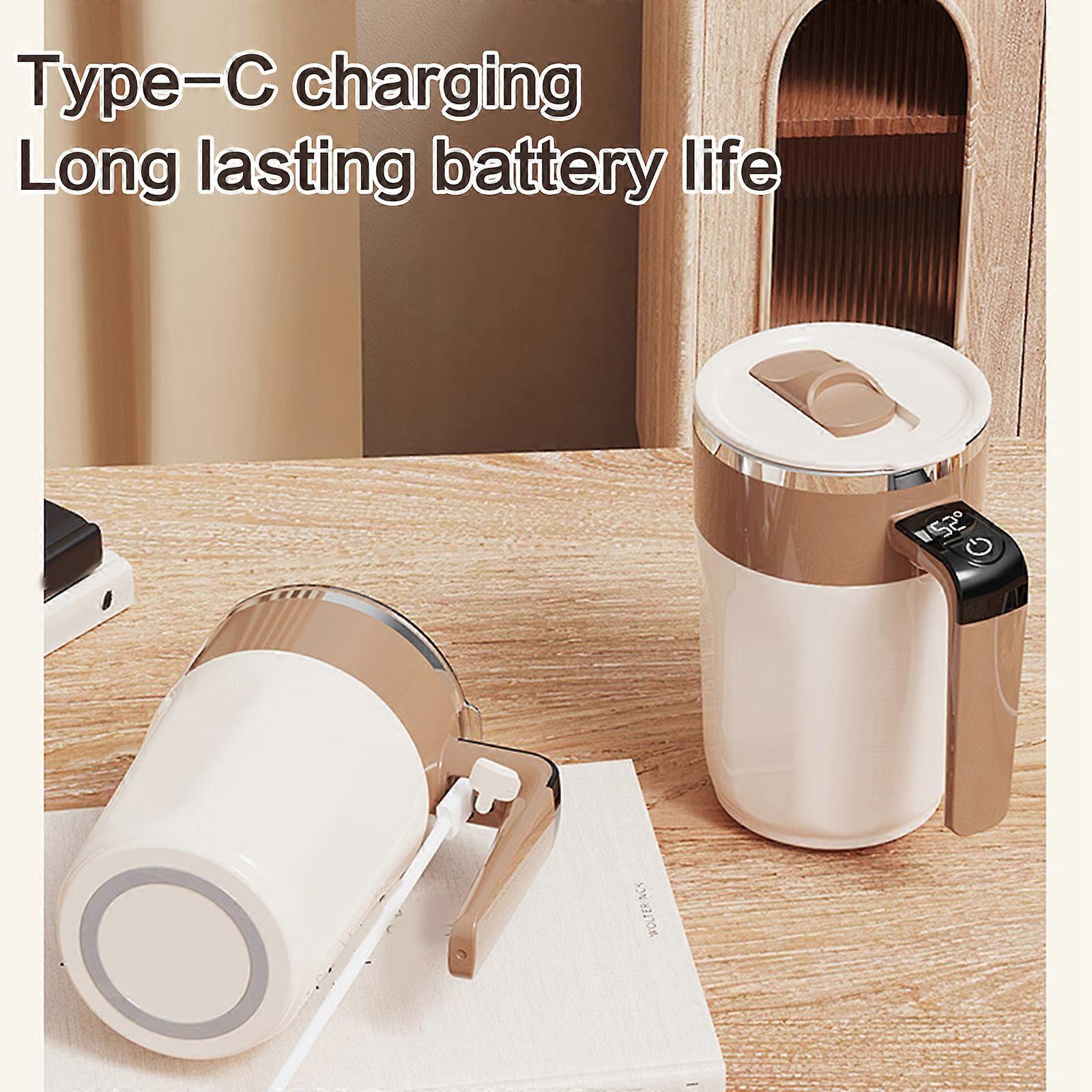 USB Rechargeable Mixing Coffee Mug Automatic Stirring Cup with Digital Temperature Display for Office and Home Use