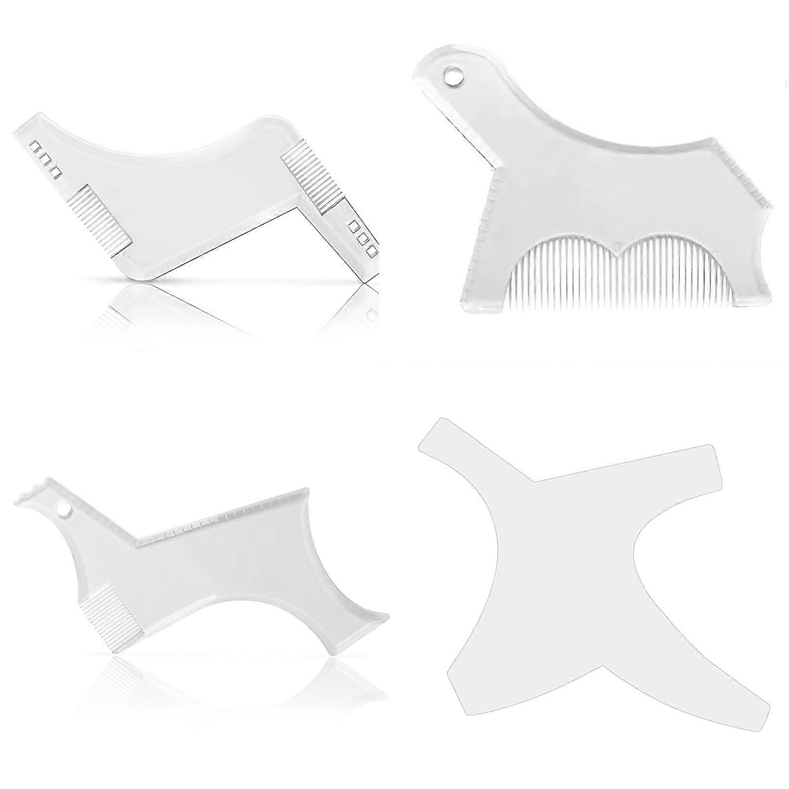 Men's Beard Shaping & Styling Tool with Inbuilt Comb Beard Lineup Guide Template for Goatee Mustache Sideburns,Jaw Cheek transparent