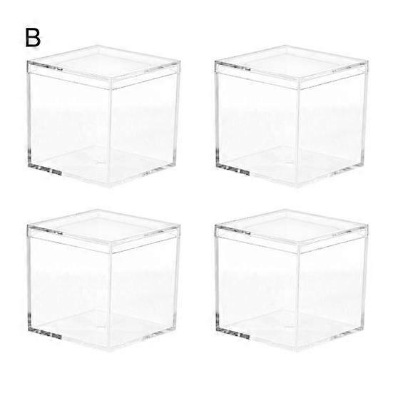 4Pcs Durable Candy Box Multiple Uses PS Transparent Cube Compact Portable Lid Case Organizer Container for Wedding