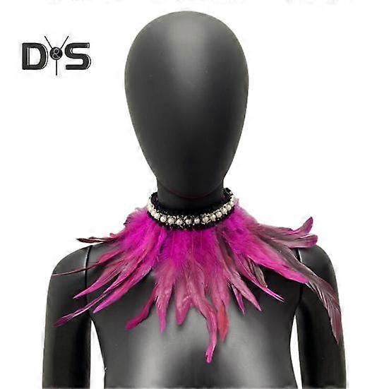 דמוי נוצה צעיף דמוי פנינה תפאורה רך מתכוונן שרוכים סרט רטרו גותי צווארון קוספליי מסיבת במה הצגה דמוי נוצה צווארון רקדנית