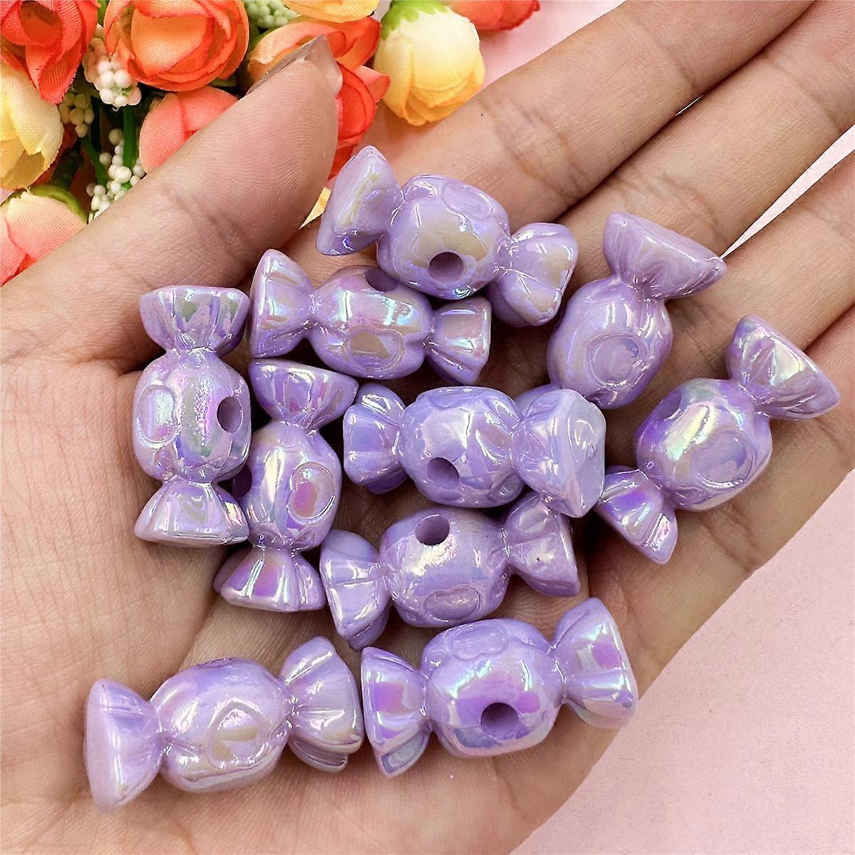 High quality Charms Handmade Material DIY Jewelry Making For Necklace Earrings Acrylic Craft 10Pcs Candy Beads With Hole DIY Beading Accessory