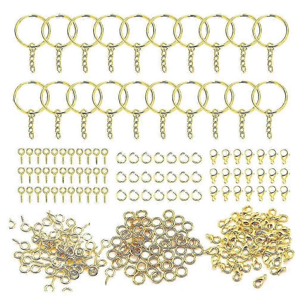 400x/set Split for Key Ring with Chain Jump Rings Keychain Ring Bulk Kit with Screw Eye Pins for Crafts Making Jewelry D