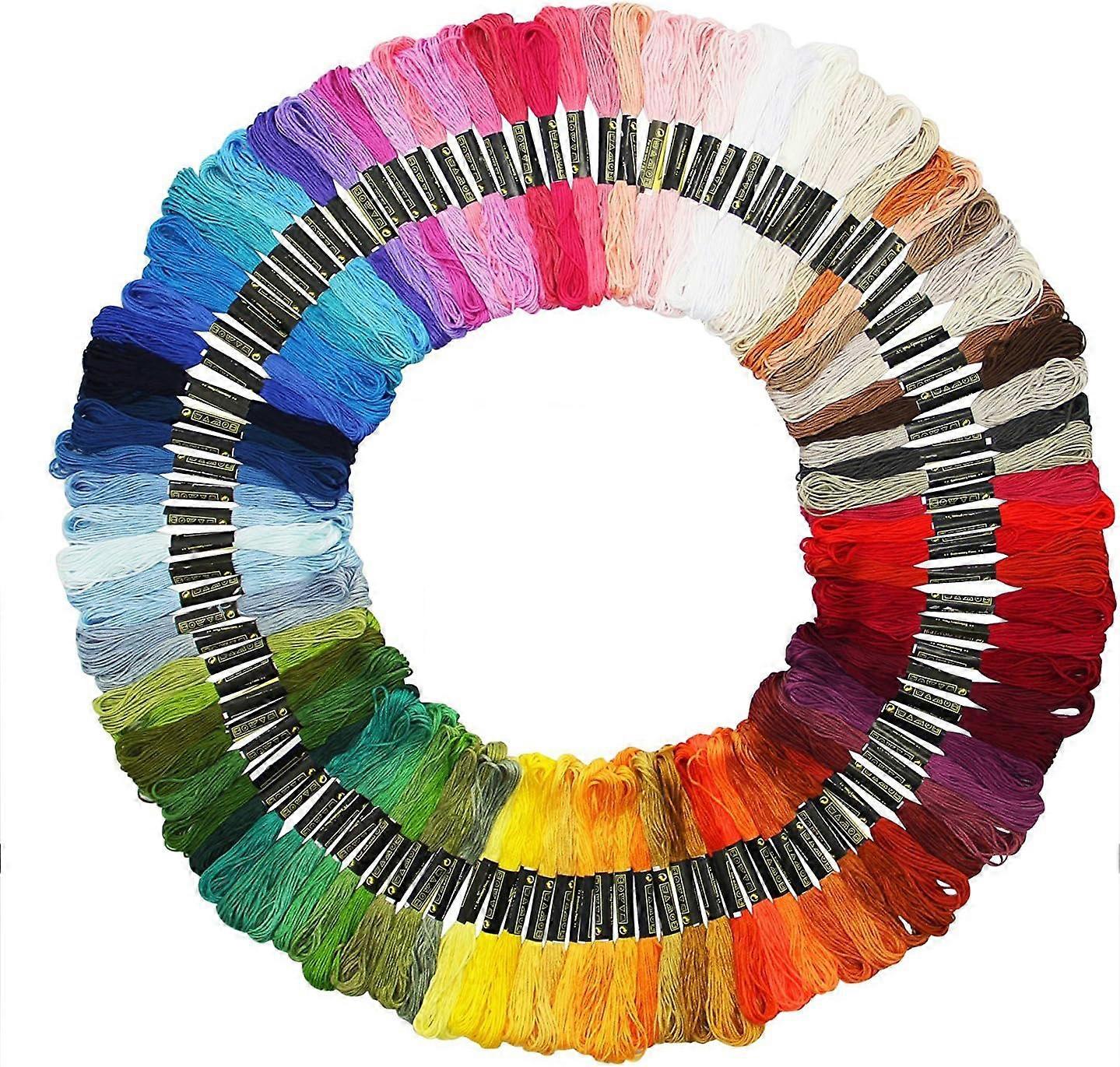 Cross Stitch Thread, Embroidery Floss with Rainbow Color, Suitable for DIY Projects, Smooth Durable, Polyester Material, Color Coded for Easy