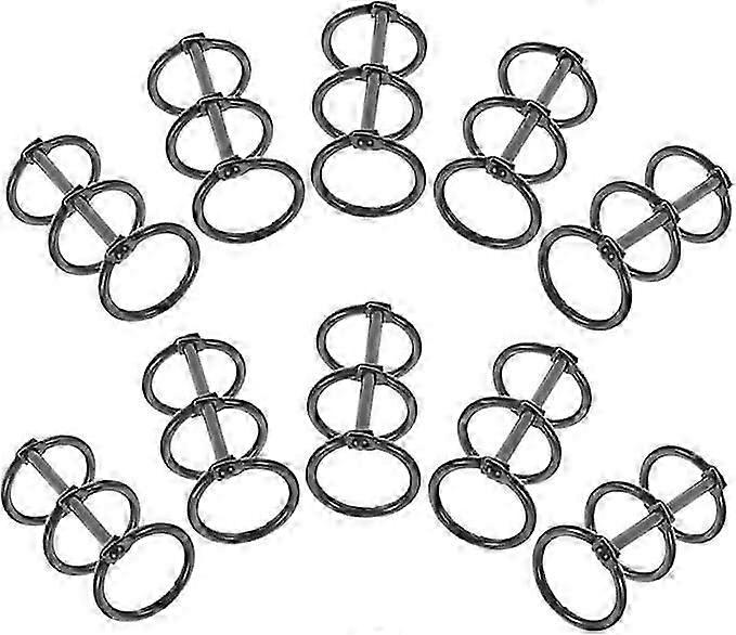 10Pcs Loose Leaf Folder 3 Ring Binder Rings Notebook Clip Book Rings Three Hole Binder Segmented Binder Book Rings Alloy Black