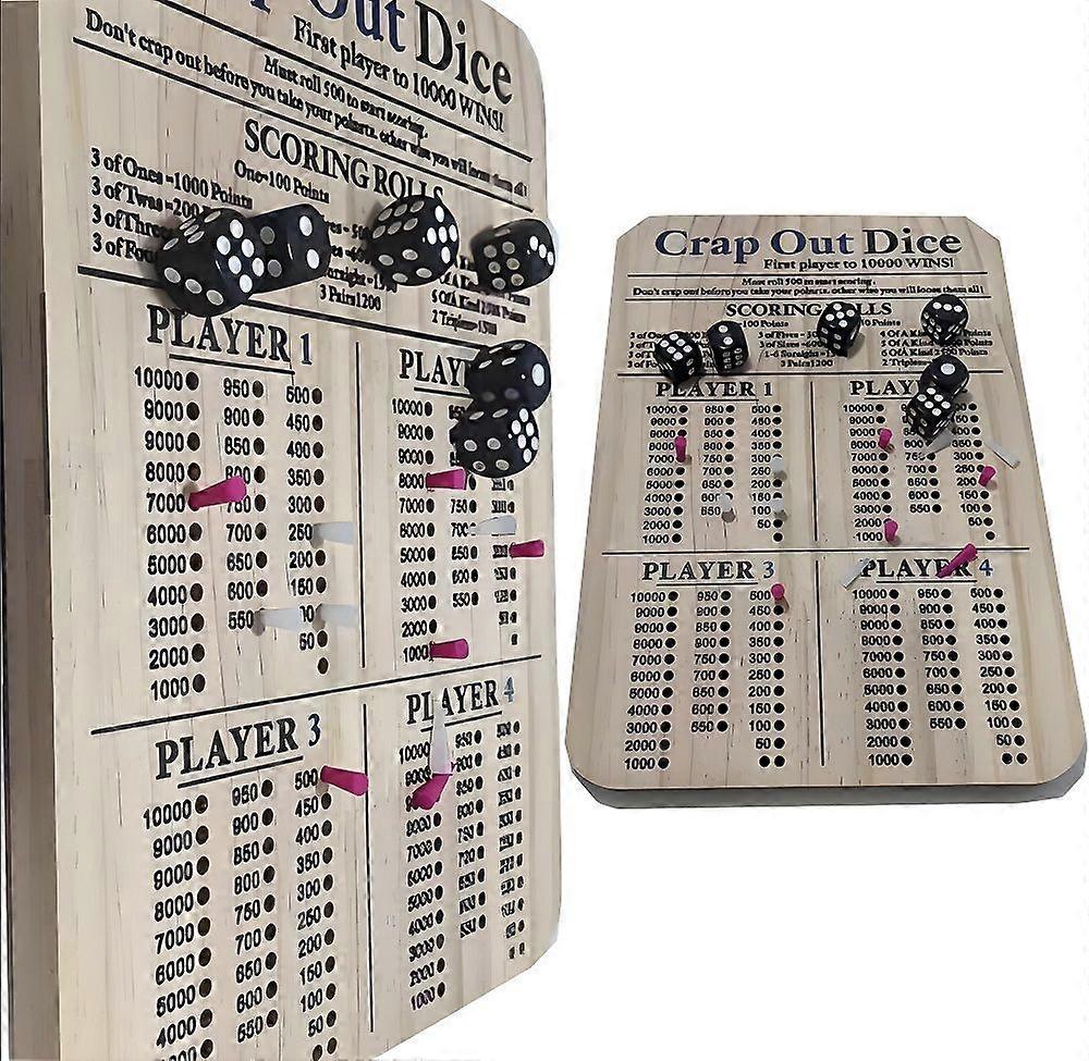 Funny Crap Out Dice Party Score Board Square Dice Board Game Farkle Dice Tray