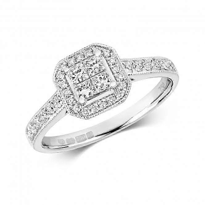 Diamond Cluster With Princess Cut Centre Ring RDQ242W