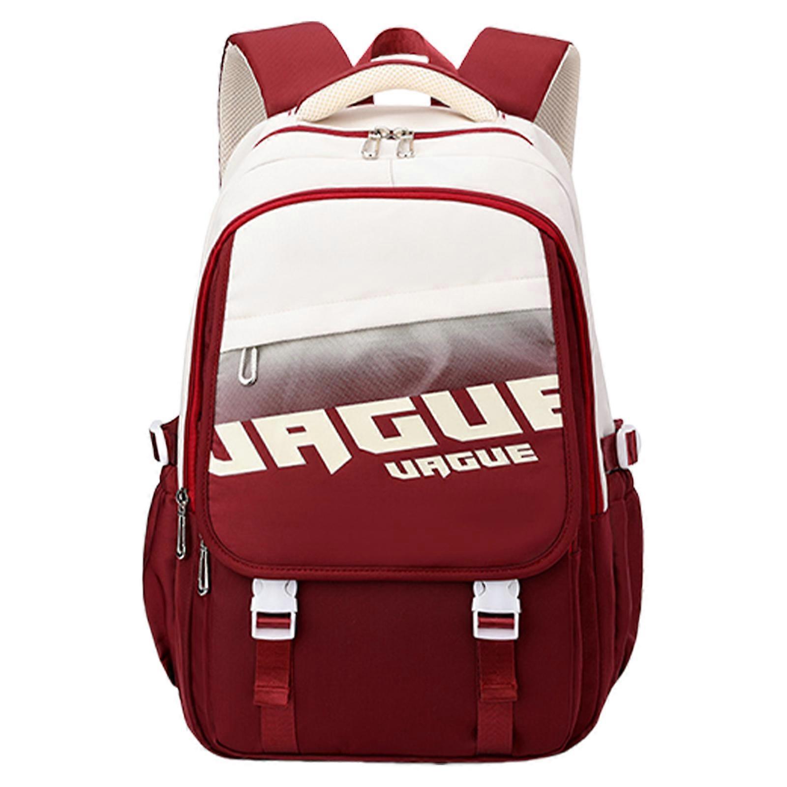 حقيبة ظهر واسعة للطالب مع مقصورات متعددة حقيبة ظهر غير رسمية حقيبة سفر حقيبة مدرسية من النايلون للمراهقين أحمر