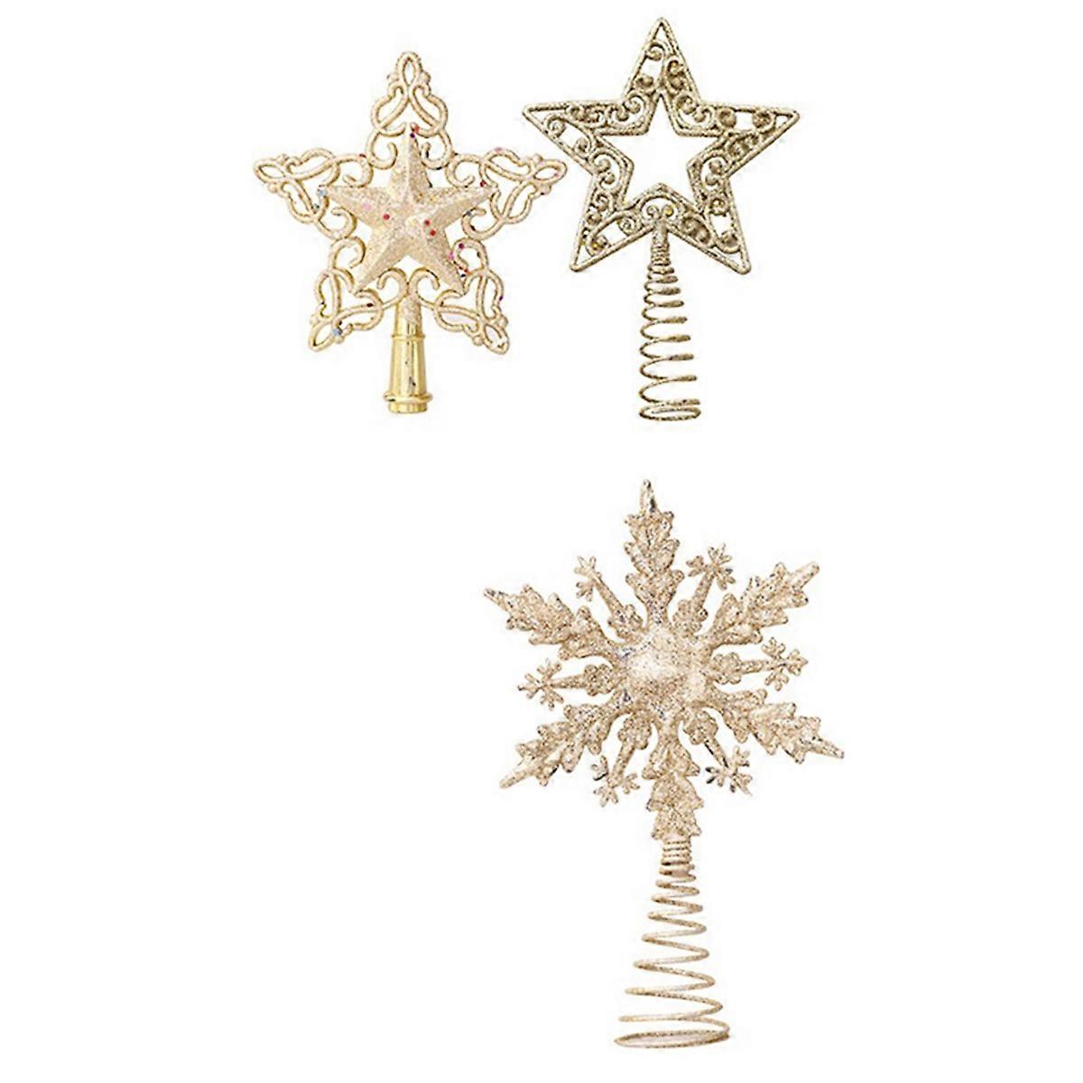 Sparkling Stars Christmas Tree Snowflake Ornaments Gold