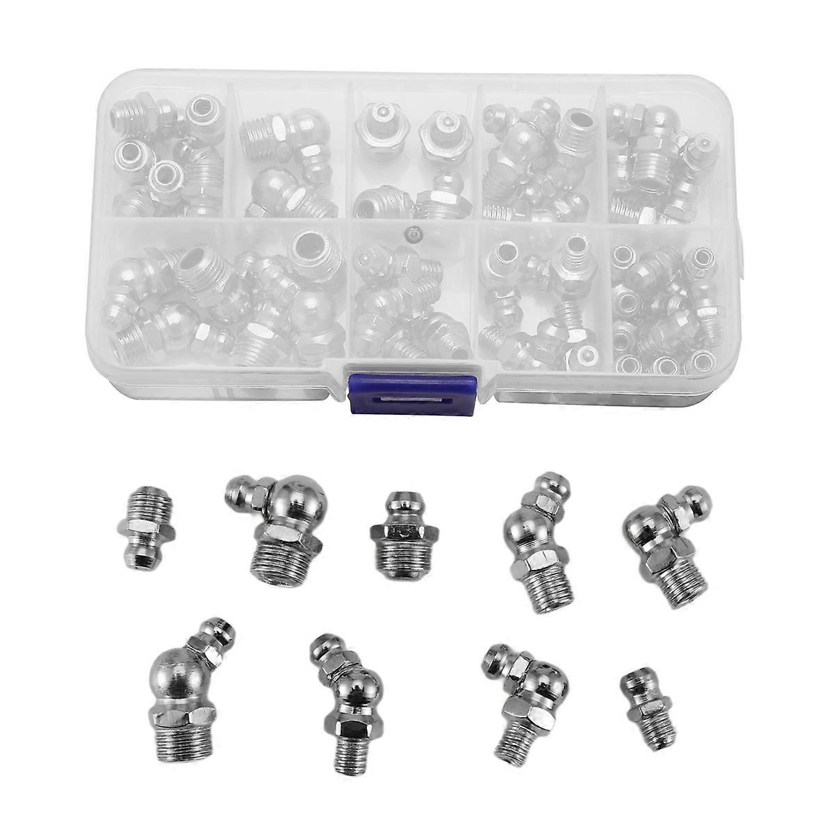 60Pcs Metric Grease Fittings Kit, Hydraulic Grease Zerk Assortment